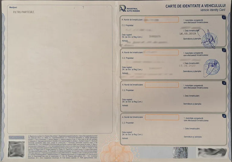 Model Carte Identitate Auto